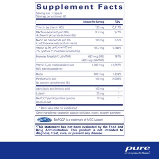 Foto 2 | Suplemento Pure Encapsulations Ultra B-Complex con PQQ 60 Cápsulas - Venta Internacional