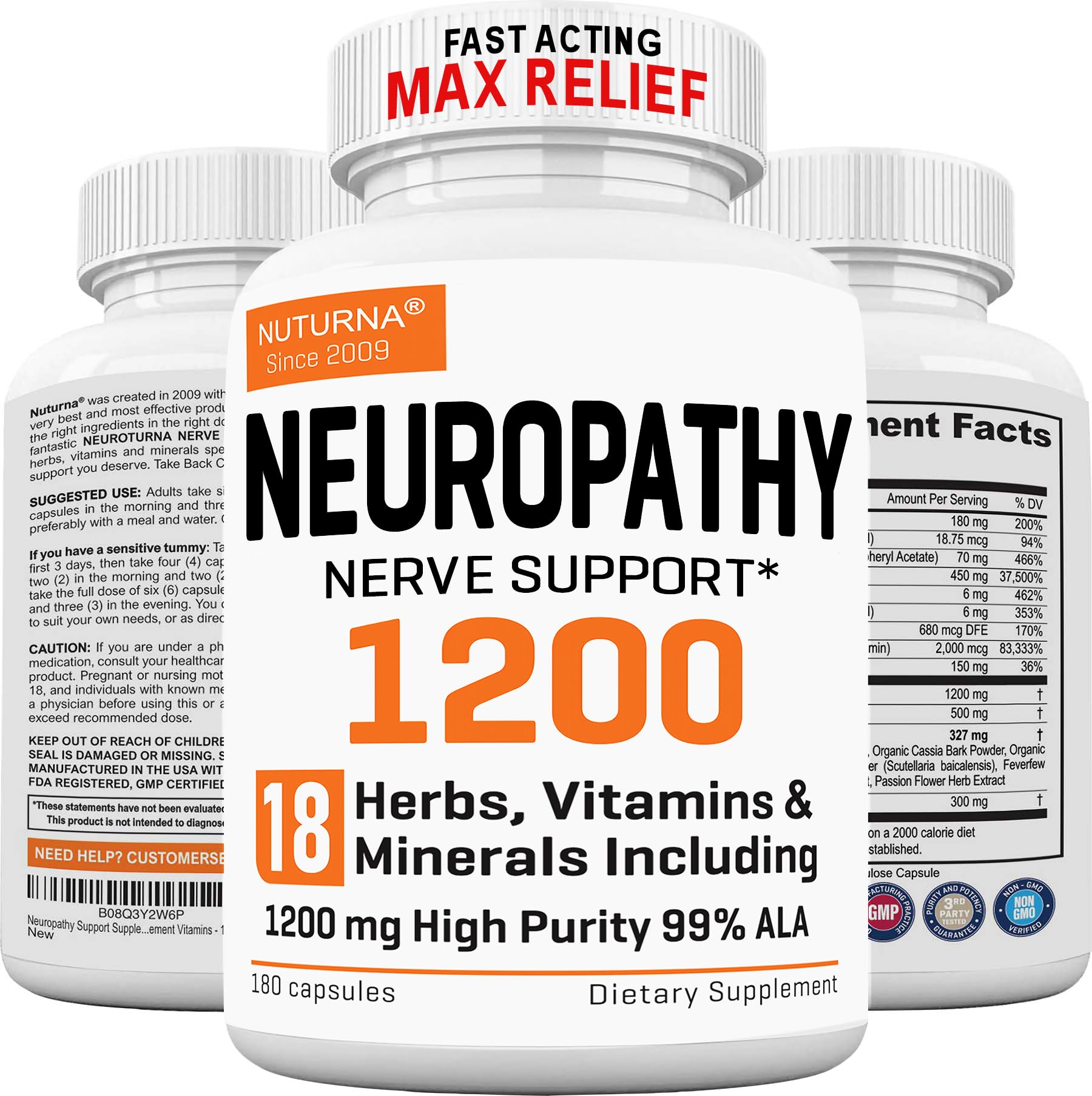 Foto 2 pulgar | Suplemento Nuturna Neuropathy Support 180 Cápsulas 1200 Mg - Venta Internacional