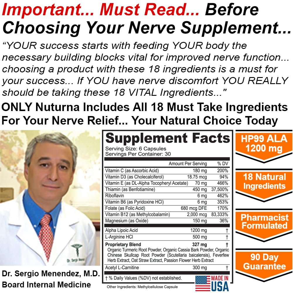 Foto 4 | Suplemento Nuturna Neuropathy Support 180 Cápsulas 1200 Mg - Venta Internacional