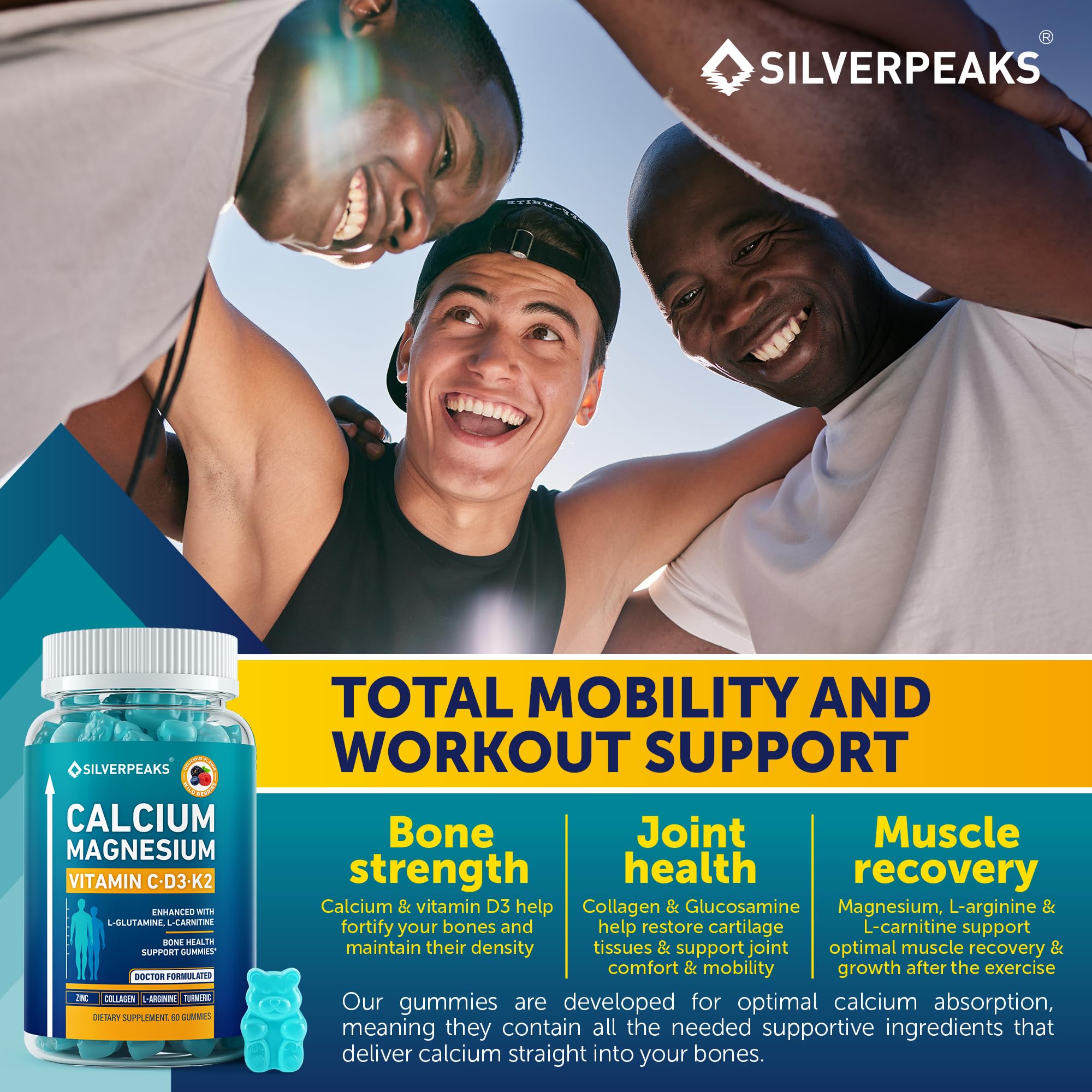 Foto 5 pulgar | Gomitas Silverpeaks De Calcio Y Magnesio Con Vitamina D3 K2 Y Zinc - Venta Internacional
