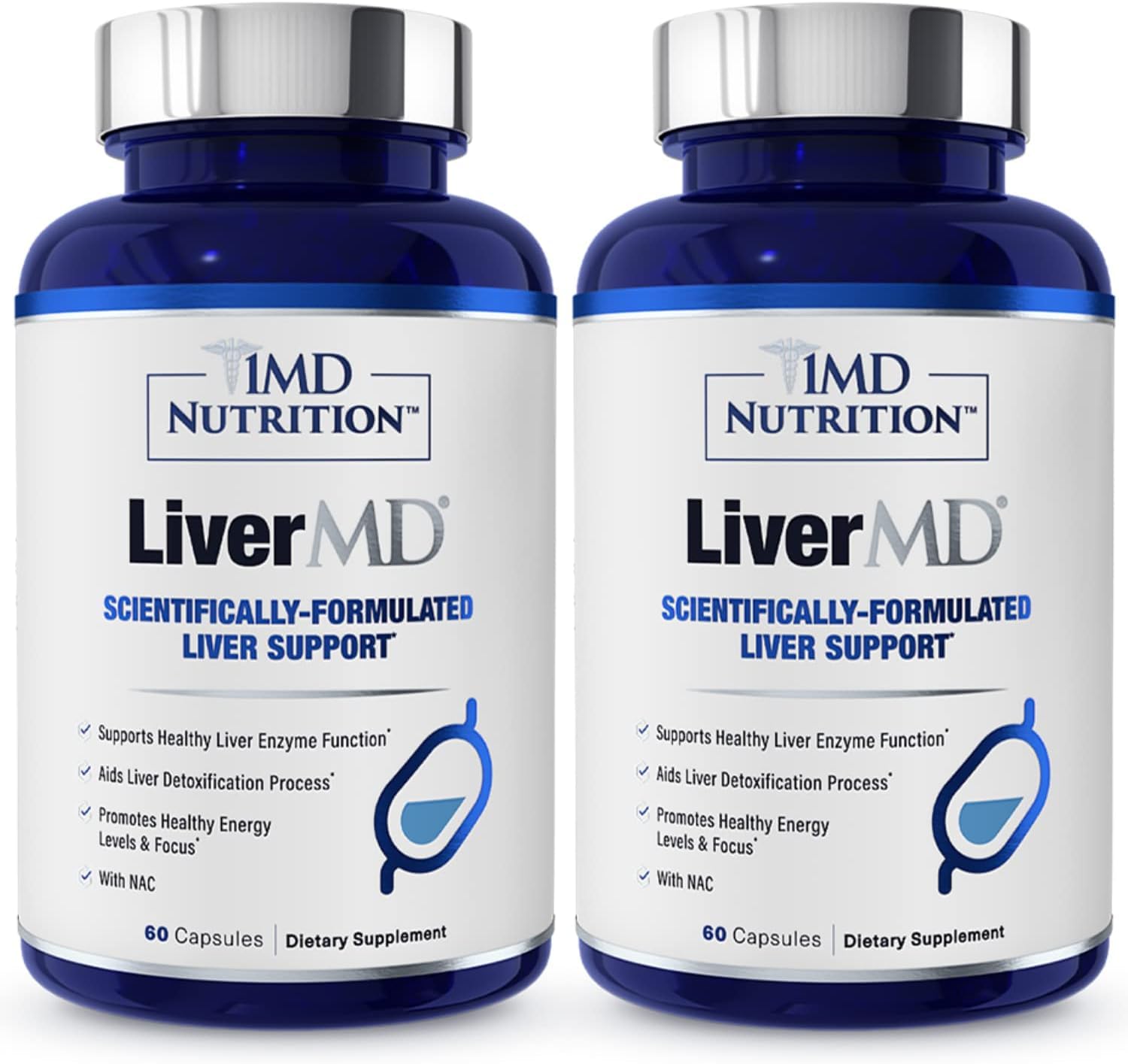 Foto 2 pulgar | Suplemento 1MD Livermd Liver Support Siliphos Milk Thistle Paquete de 2 Frascos con 60 Cápsulas C/U - Venta Internacio