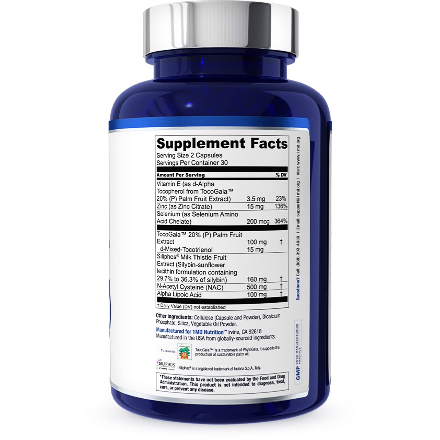 Foto 6 | Suplemento 1MD Livermd Liver Support Siliphos Milk Thistle Paquete de 2 Frascos con 60 Cápsulas C/U - Venta Internacio