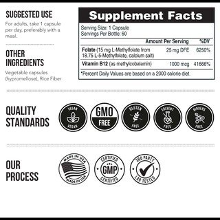 Foto 7 | Suplemento Triquetra Health L Metil Folato 15 mg + Metil B12 - Venta Internacional