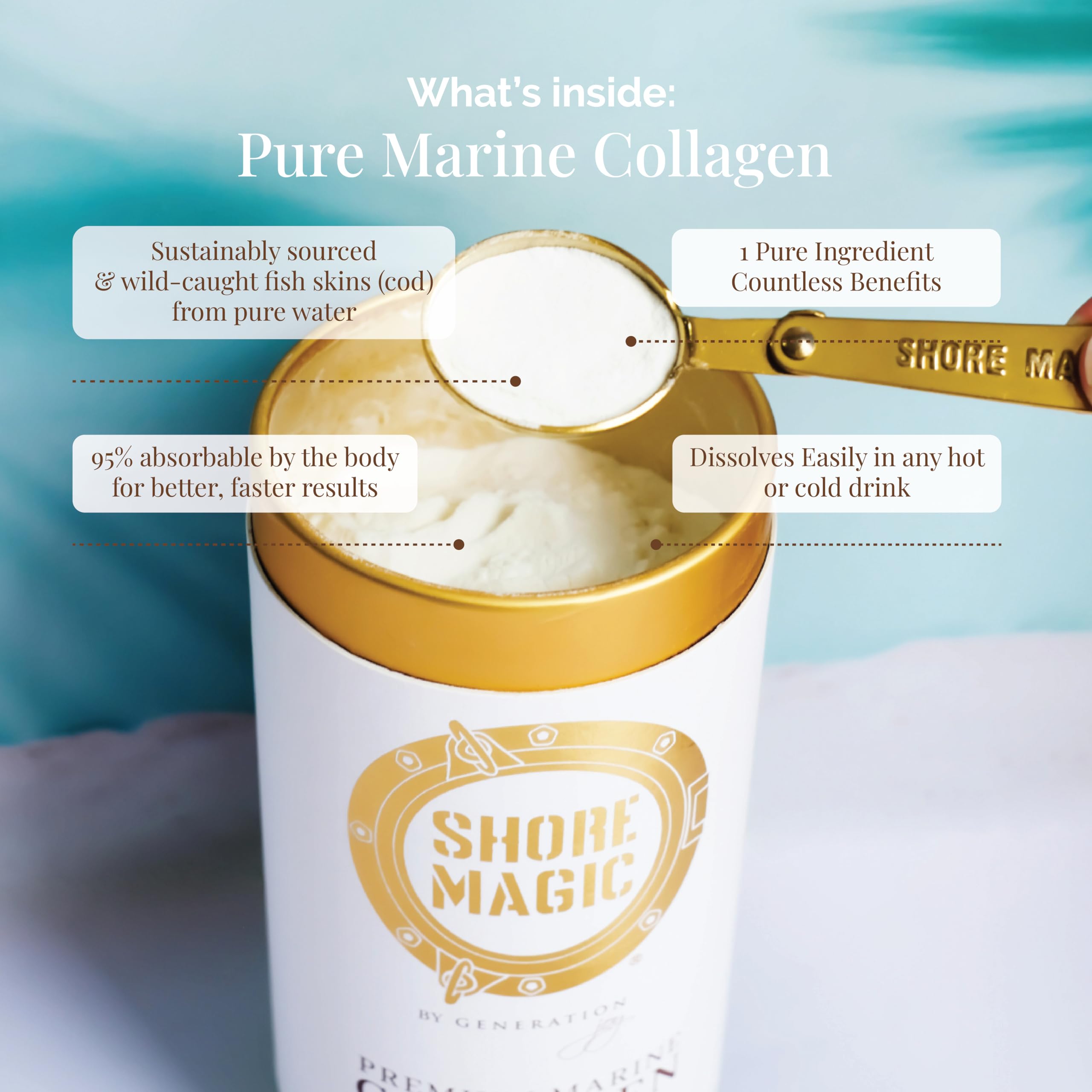 Foto 5 pulgar | Colágeno En Polvo Shore Magic Premium Marine Type I Ii Iii Iv - Venta Internacional