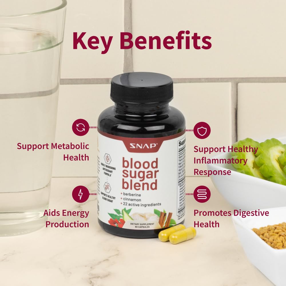 Foto 5 pulgar | Suplemento Snap Supplements Mezcla de Azúcar en Sangre 60 Tabletas - Venta Internacional