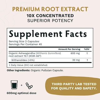 Foto 3 | Suplemento Tribe Organics Ashwagandha Ksm 66 Root 600 Mg 90 Cápsulas - Venta Internacional