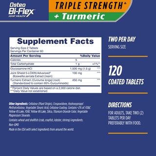 Foto 2 | Suplemento Osteo Bi-flex de Triple Concentración de Glucosamina 120 Tabletas - Venta Internacional
