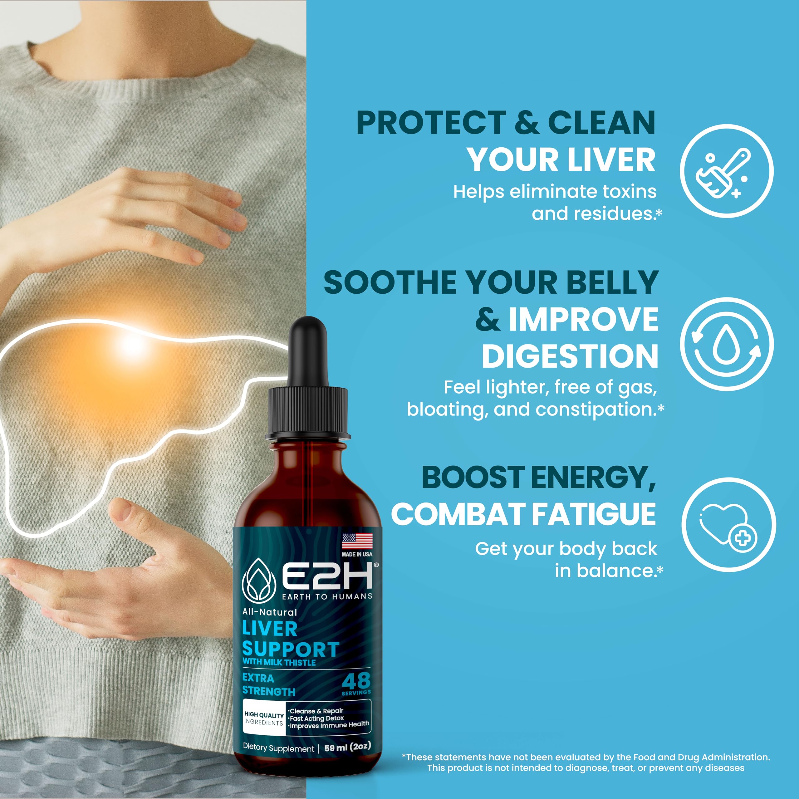 Foto 3 pulgar | Suplemento de Apoyo Hepático E2h Liver Health Formula 30 ml  2 Piezas- Venta Internacional
