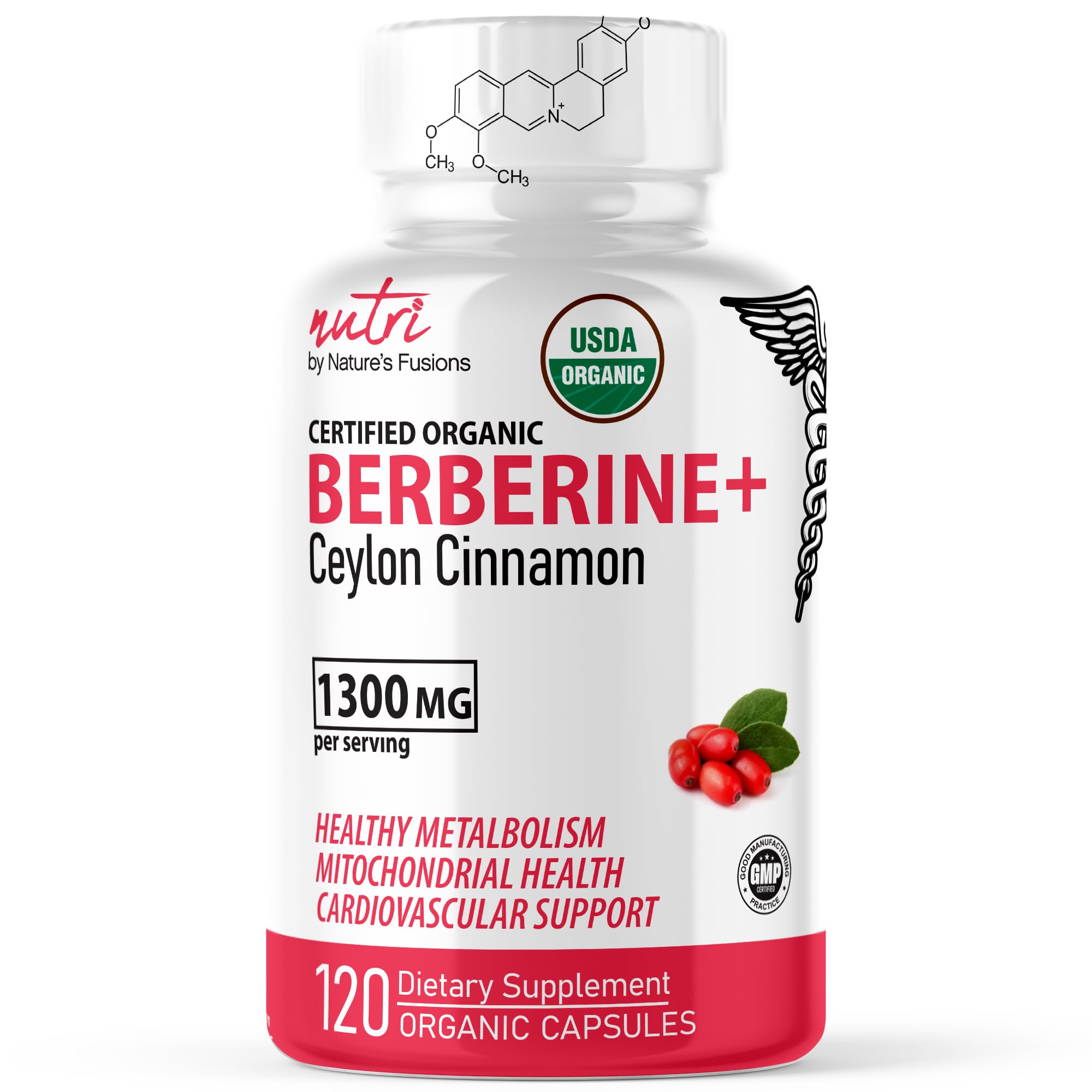 Foto 2 pulgar | Suplemento de Berberina Orgánica Nature's Fusions 1300 mg - Venta Internacional