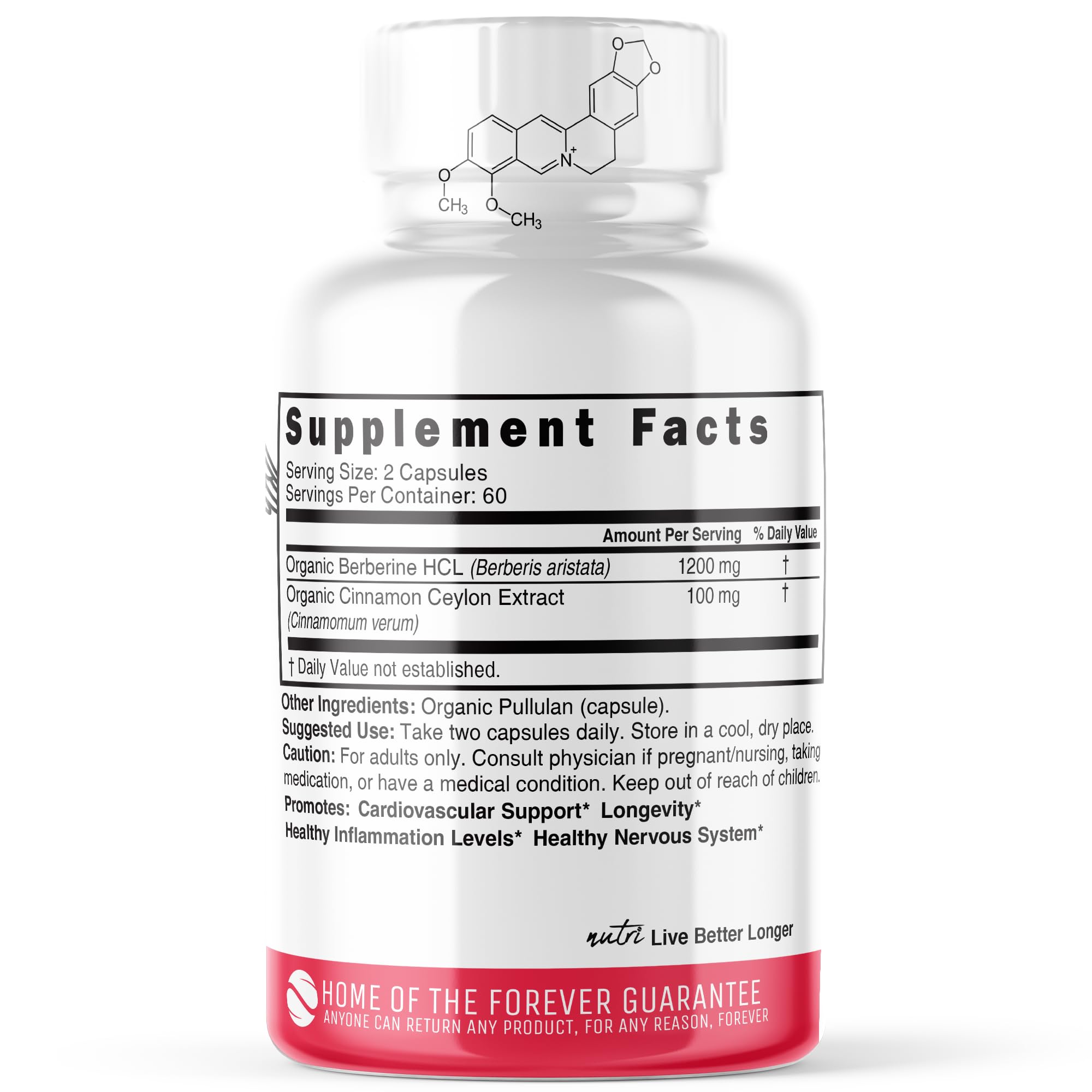 Foto 3 pulgar | Suplemento de Berberina Orgánica Nature's Fusions 1300 mg - Venta Internacional