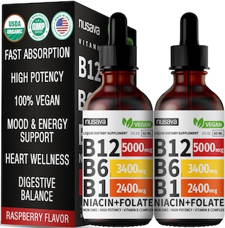 Foto 1 | Gotas Líquidas de Vitamina B12 Nusava 5000 Mcg B6 B1 Vegan 2 Piezas - Venta Internacional
