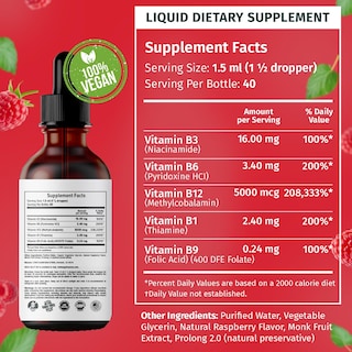 Foto 3 | Gotas Líquidas de Vitamina B12 Nusava 5000 Mcg B6 B1 Vegan 2 Piezas - Venta Internacional