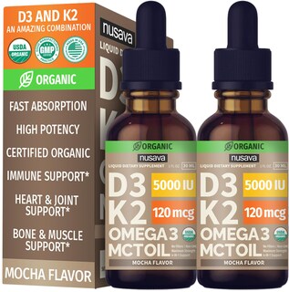 Foto 1 | Gotas de Vitamina D3 K2 con Aceite MCT Omega 3 5000 UI 60 ml 2 Piezas - Venta Internacional