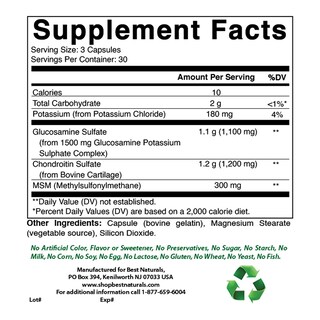 Foto 2 | Suplementos Best Naturals: Glucosamina Condroitina Msm 2600 Mg - Venta Internacional