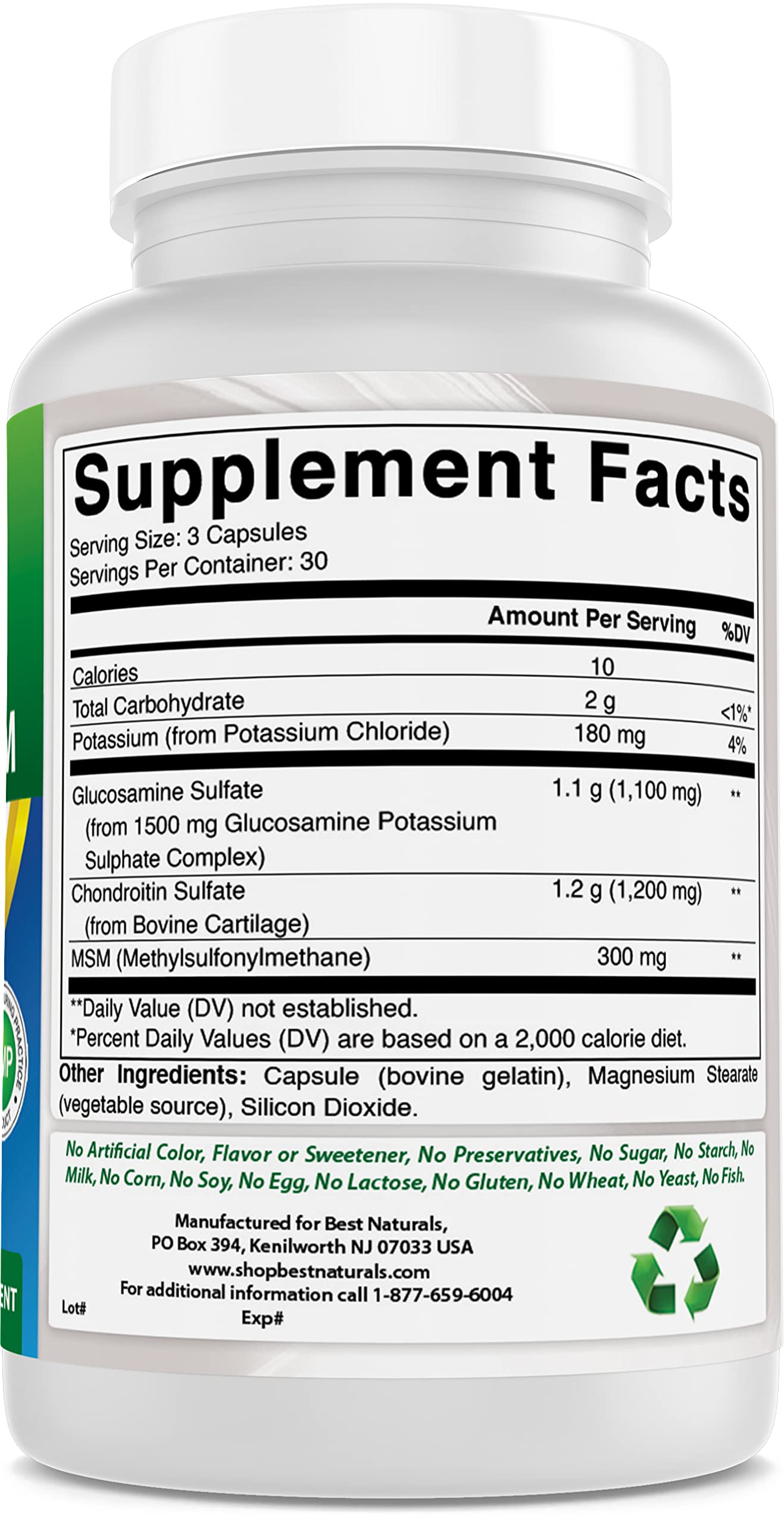 Foto 5 pulgar | Suplementos Best Naturals: Glucosamina Condroitina Msm 2600 Mg - Venta Internacional