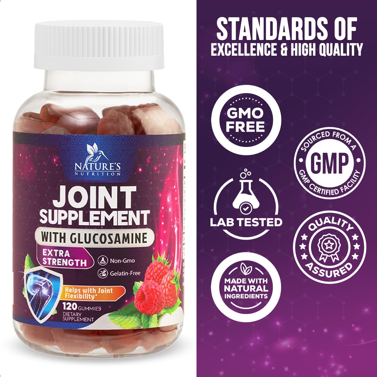 Foto 5 pulgar | Suplemento Nature's Nutrition With Glucosamine de 20 Gomitas-Venta Internacional