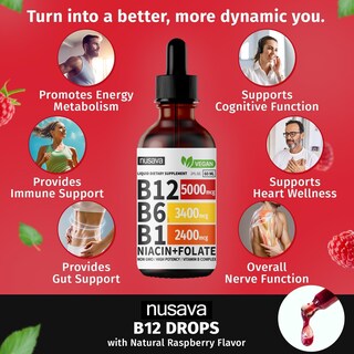 Foto 2 | Gotas Líquidas de Vitamina B12 Nusava 5000 Mcg 4 Piezas- Venta Internacional