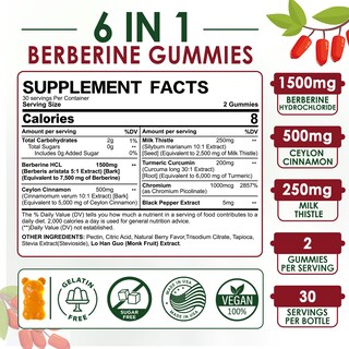 Foto 2 | Suplemento Nextdia Berberine 1500 mg con Gomitas de Canelade Ceilán - Venta Internacional