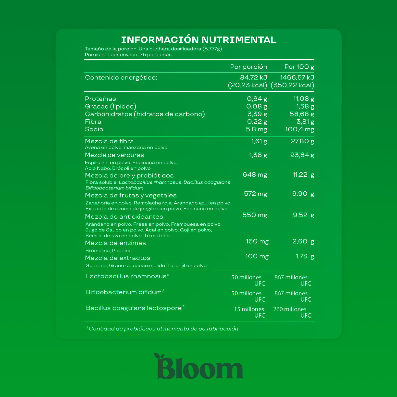 Foto 4 pulgar | Bloom Nutrition Super Greens Powder Frutos Rojos - Mezcla De Verduras, Fibra Y Probióticos - Suplemento Aliment