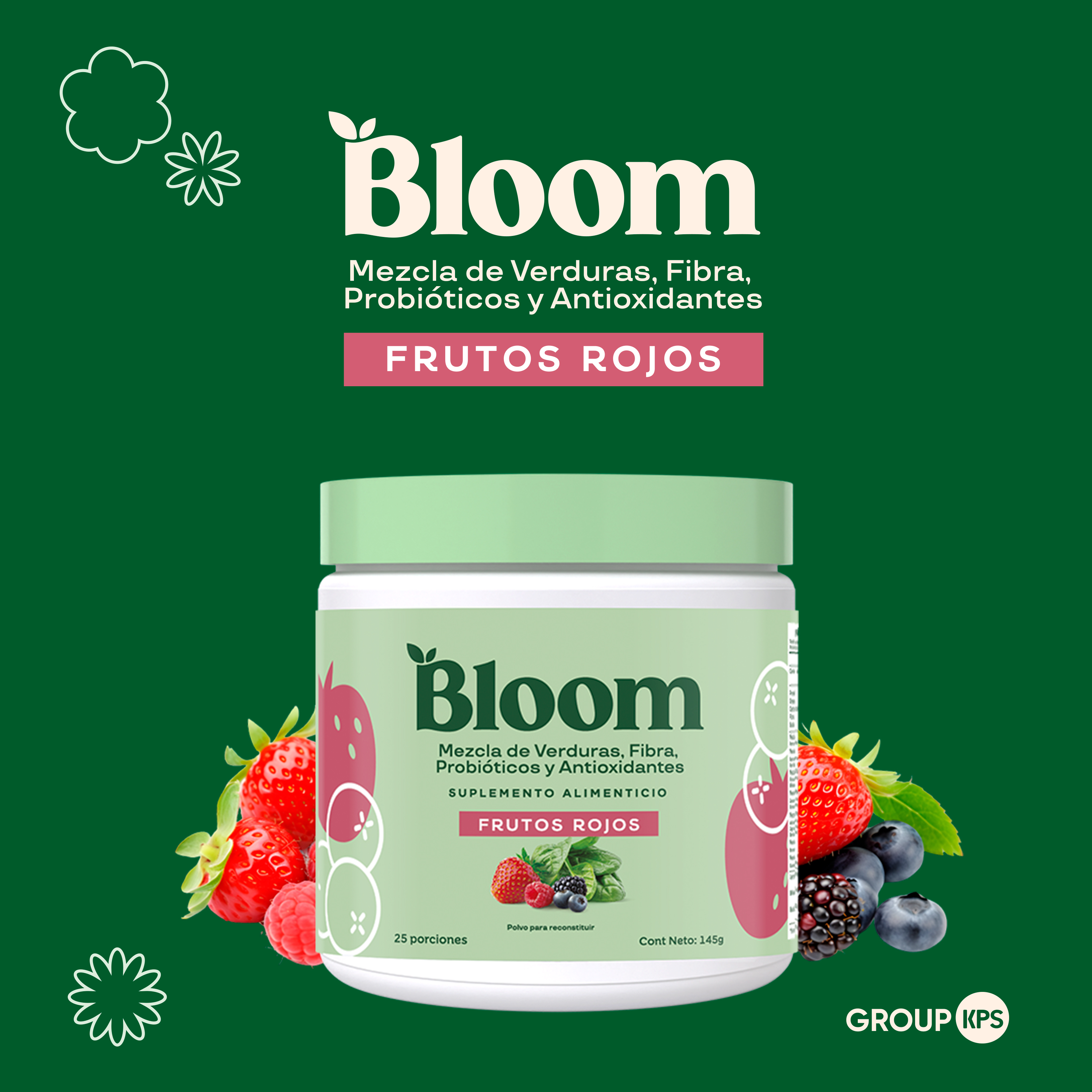 Foto 7 | Bloom Nutrition Super Greens Powder Frutos Rojos - Mezcla De Verduras, Fibra Y Probióticos - Suplemento Aliment