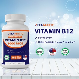 Foto 3 | Suplemento Vitamático De Vitamina B12 1000 Mcg 365 Tabletas- Venta Internacional