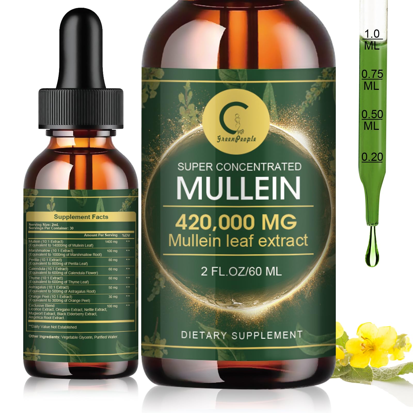 Foto 2 pulgar | Suplemento Herbal Gpgp Greenpeople Mullein Drops 60 ml - Venta Internacional