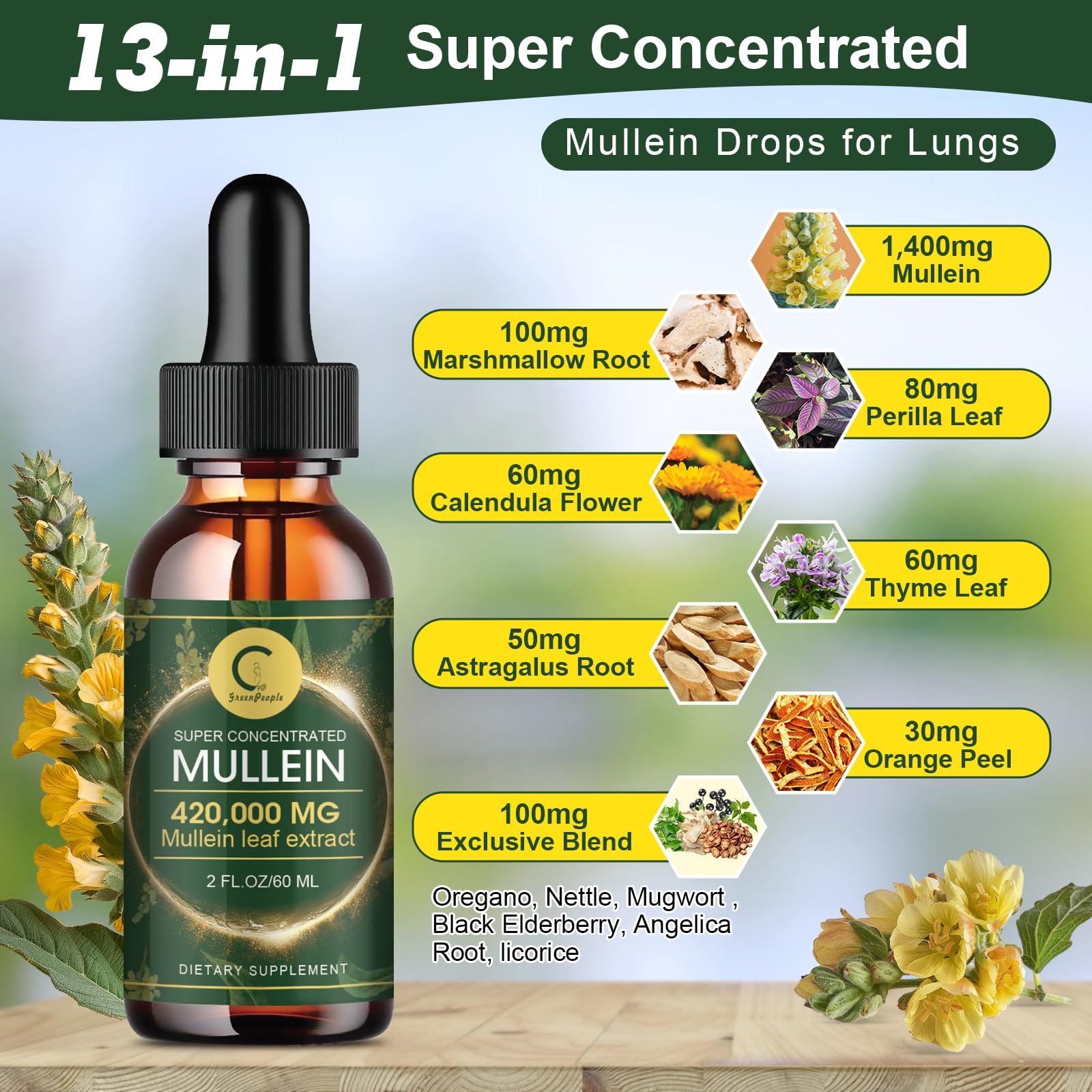 Foto 4 pulgar | Suplemento Herbal Gpgp Greenpeople Mullein Drops 60 ml - Venta Internacional