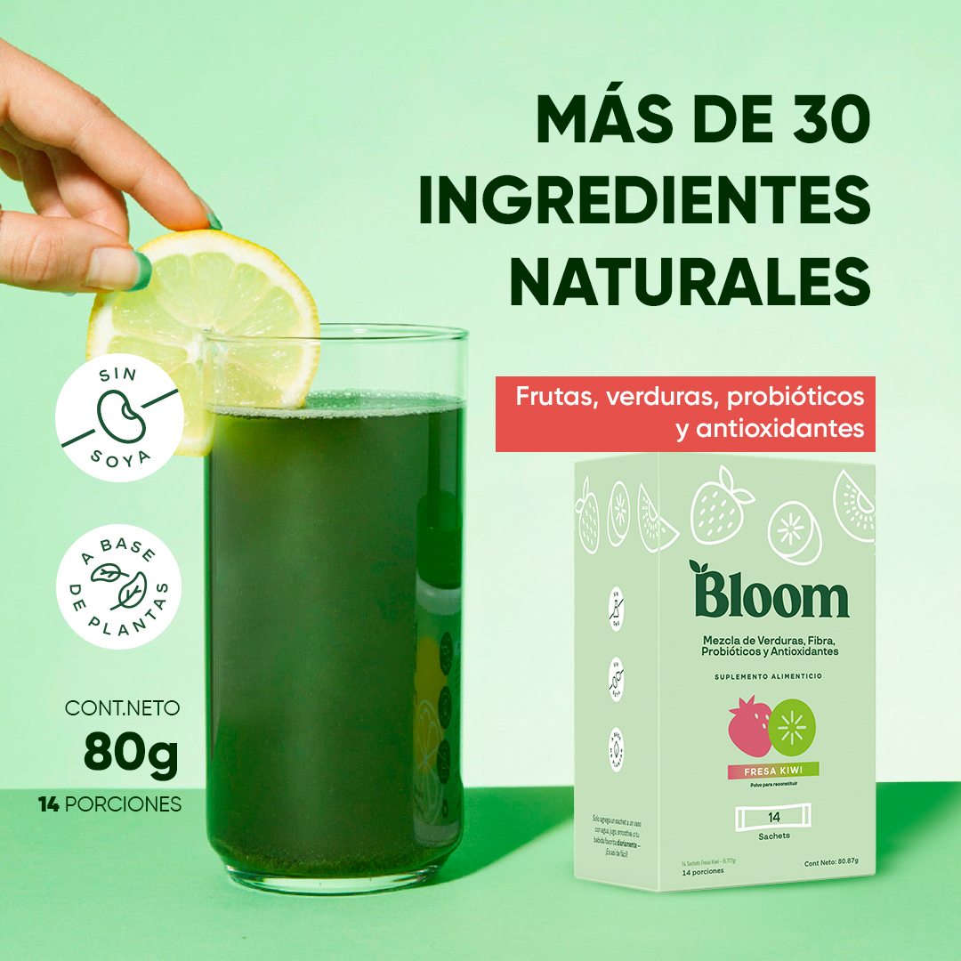 Foto 3 pulgar | Bloom Nutrition Super Greens Powder Fresa Kiwi - Mezcla De Verduras, Fibra Y Probióticos - Suplemento Alimentici