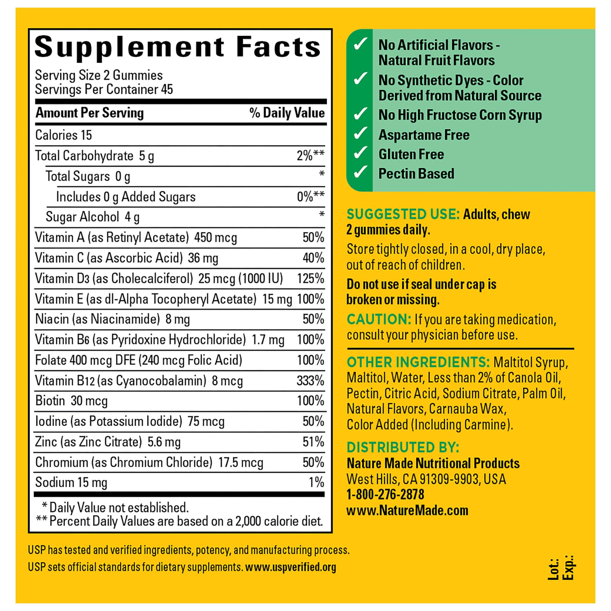 Foto 7 pulgar | Suplemento Multivitamínicas sin Azúcar Nature Made 90 Gomitas - Venta Internacional