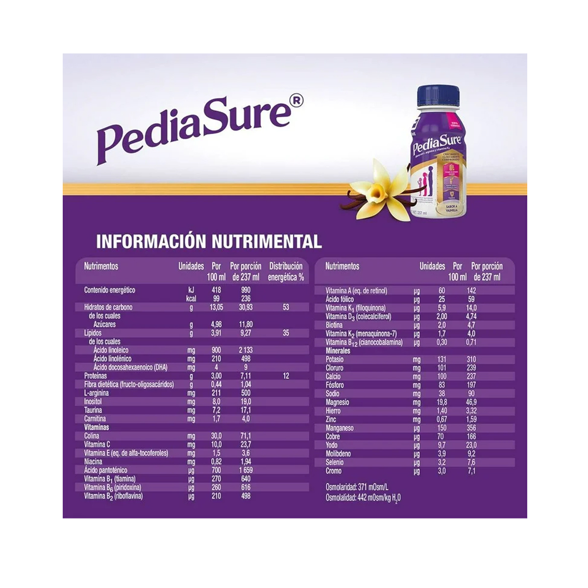 Foto 5 pulgar | Suplemento Alimenticio Niños Pediasure 237ml 16pz Vainilla
