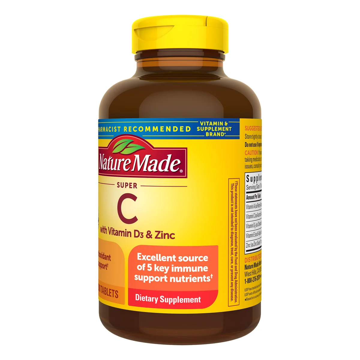Foto 3 pulgar | Suplemento Super C Vitamin D3 Zinc Nature Antioxidante 200 Tabletas
