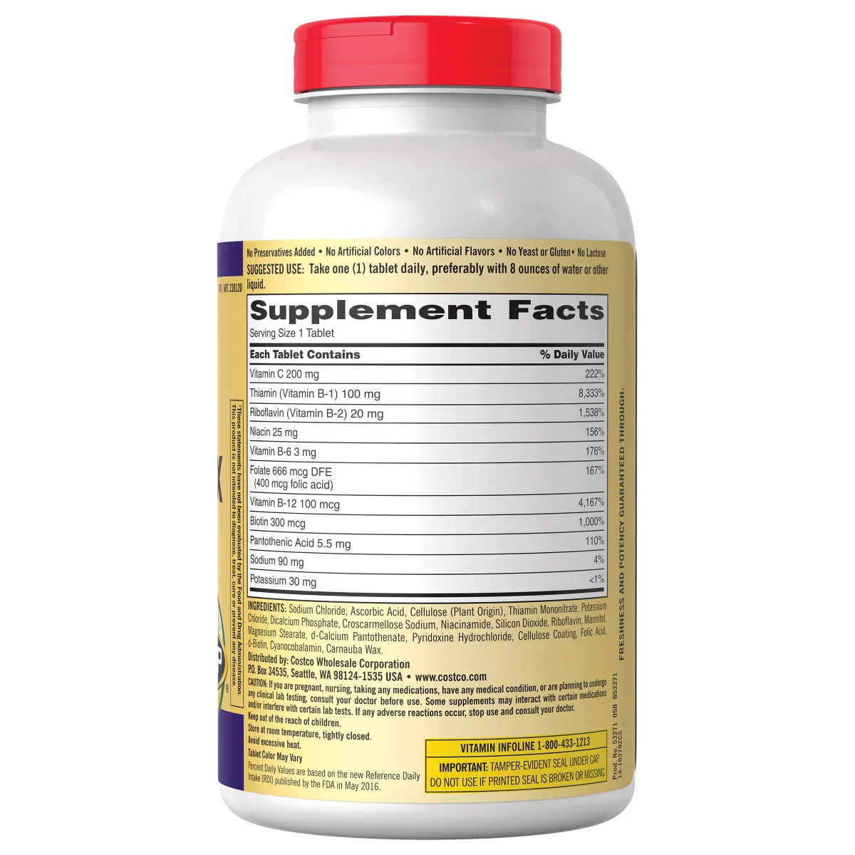 Foto 4 pulgar | Suplemento Super Complejo-b Kirkland Metabolismo 500 Tabletas