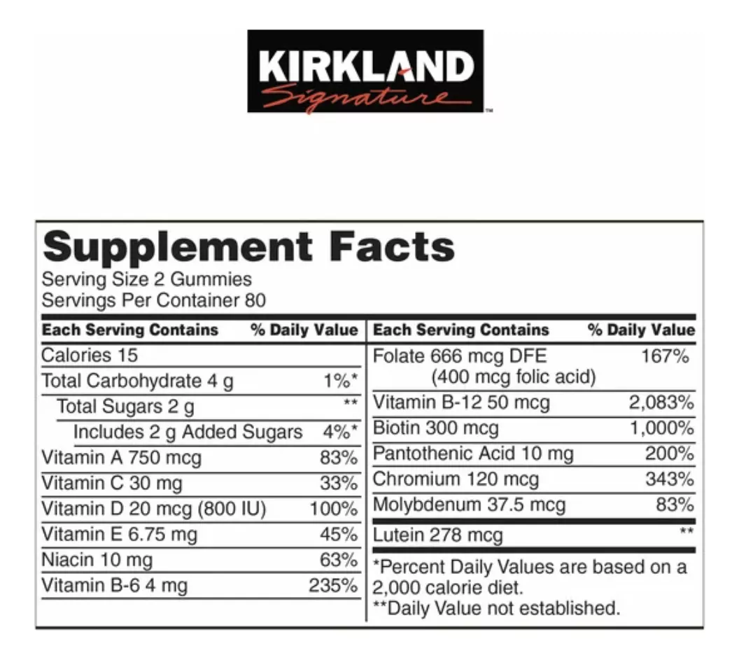 Foto 2 | Suplemento Adultos Multivitaminas Kirkland 160 Gomitas Usa