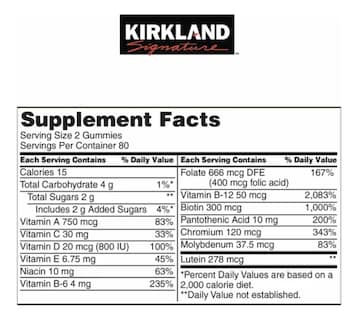 Foto 2 | Suplemento Adultos Multivitaminas Kirkland 160 Gomitas Usa