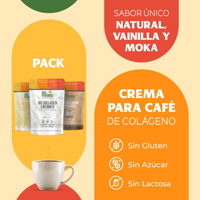 Foto 3 pulgar | Pack X3 Collagen Creamer Crema Para Café De Colágeno Sabor Natural, Moka Y Vainilla Sin Azúcar