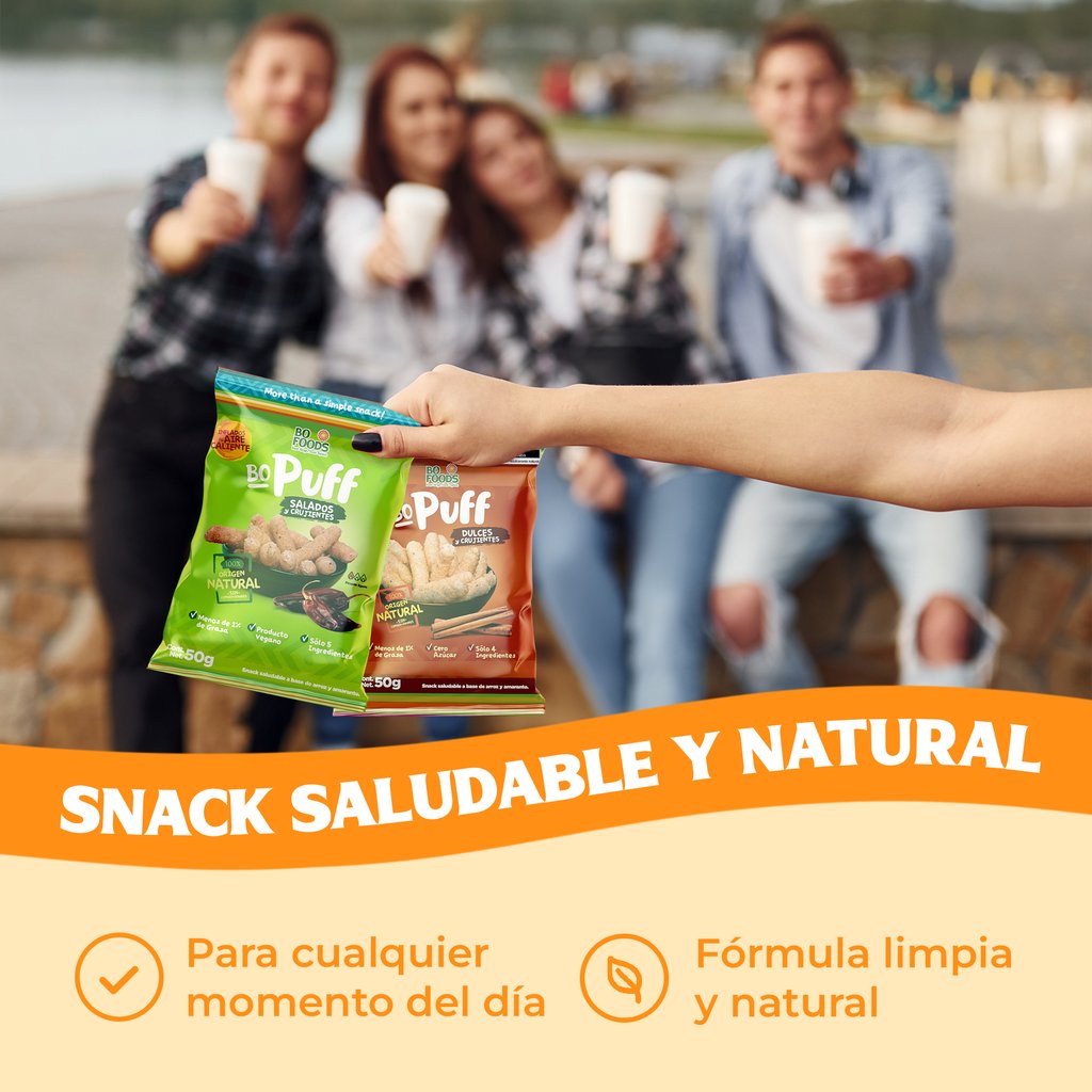 Foto 4 pulgar | Bo Foods Puffs Pack X12 Snacks Saludables Sin Gluten Sin Azúcar Vegano