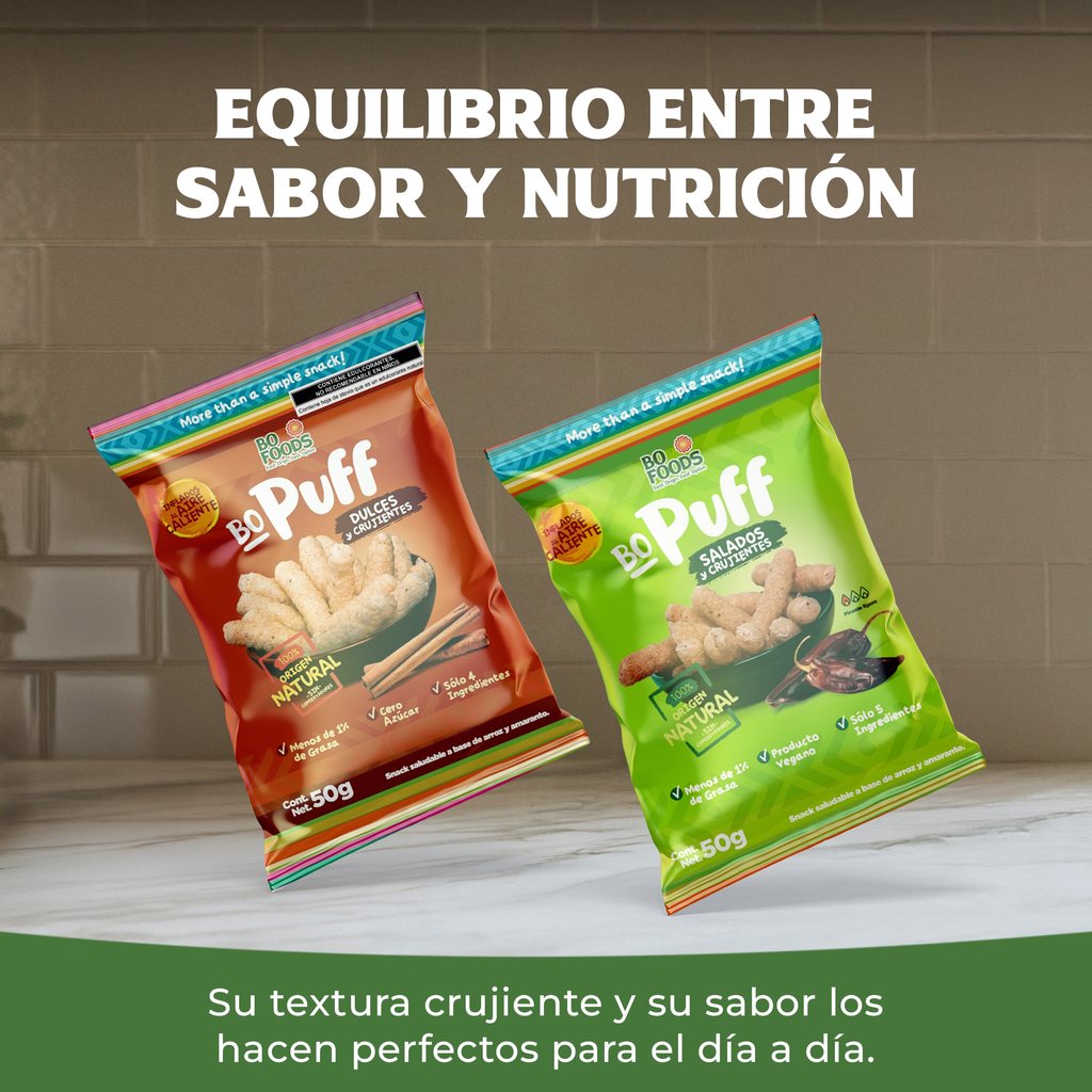 Foto 7 pulgar | Bo Foods Puffs Pack X12 Snacks Saludables Sin Gluten Sin Azúcar Vegano