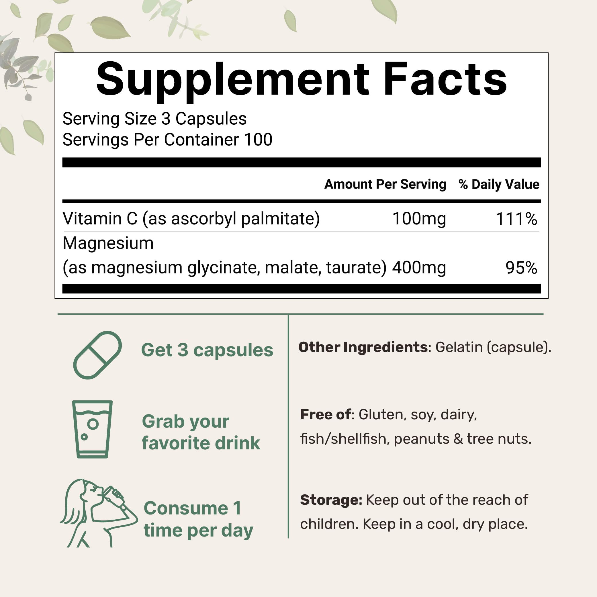 Foto 3 pulgar | Suplemento Con Microingredientes, Triple Magnesio, 400 Mg, 300 Cápsulas - Venta Internacional.