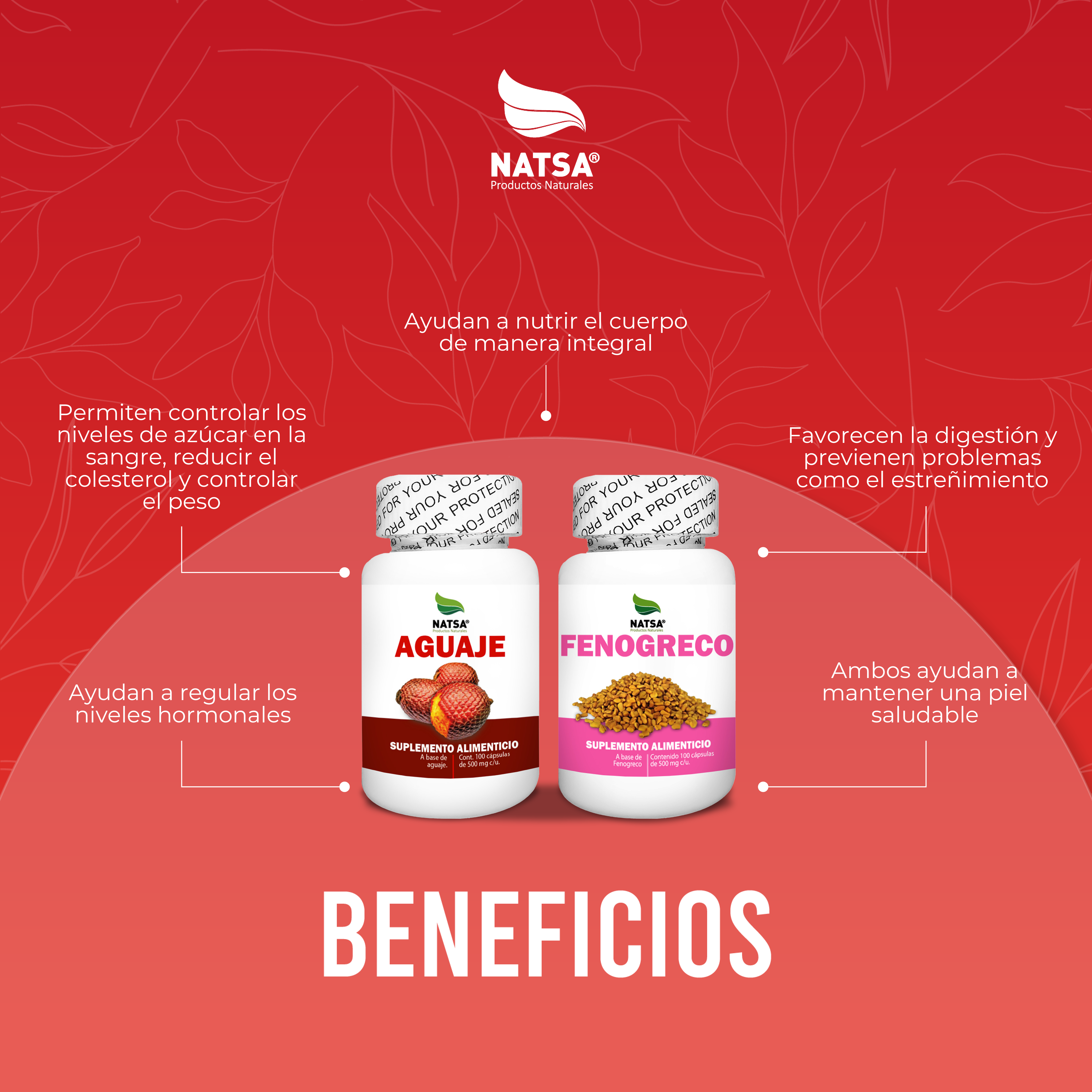 Foto 4 | Pack Aguaje Y Fenogreco Natsa 100 Cápsulas por Envase