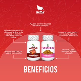 Foto 4 | Pack Aguaje Y Fenogreco Natsa 100 Cápsulas por Envase