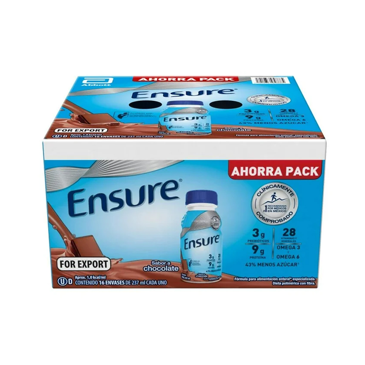 Foto 3 pulgar | Suplemento Alimenticio Adulto Ensure 237ml 16pz Chocolate