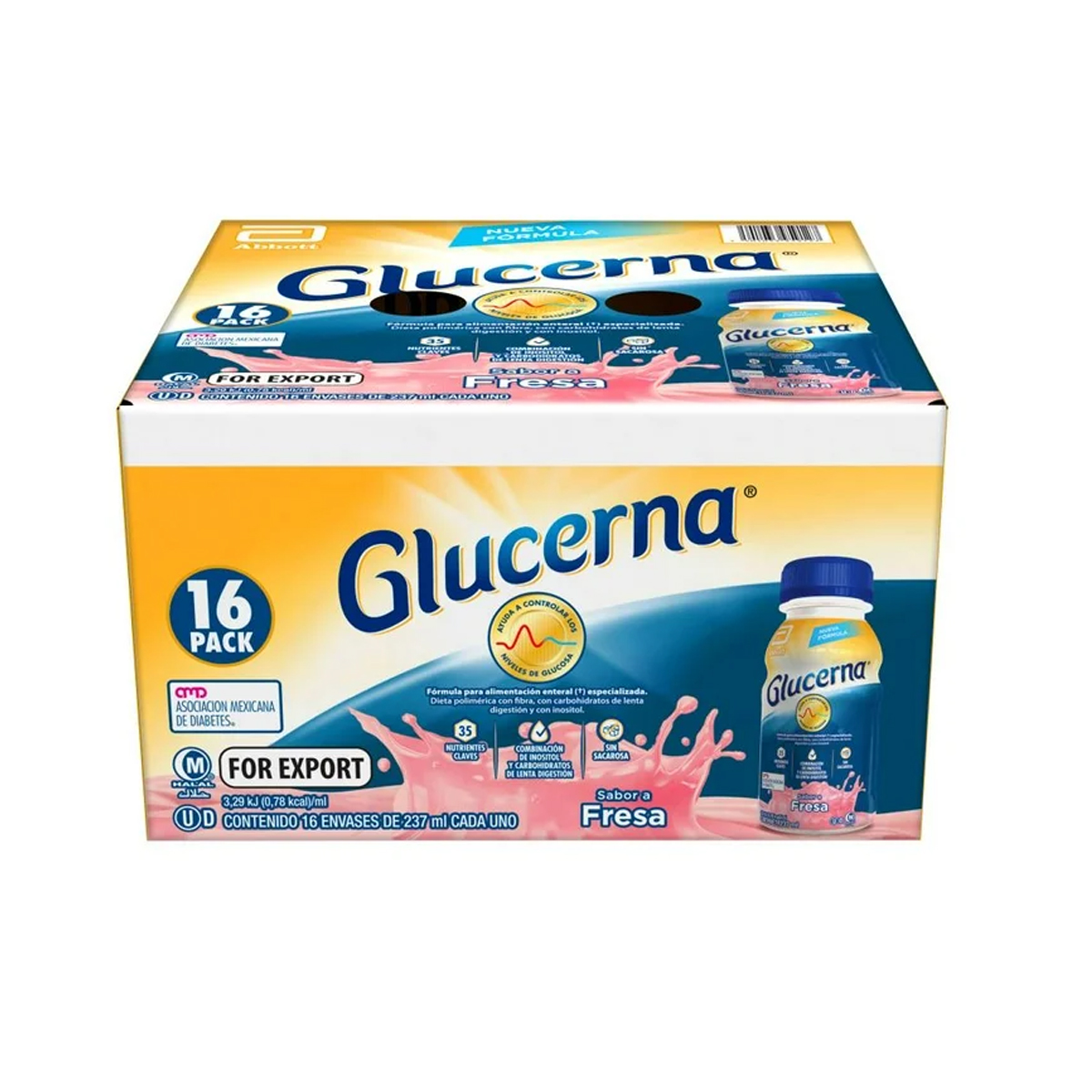Foto 2 pulgar | Alimentación Diabetes Glucerna 237ml 16pz Fresa