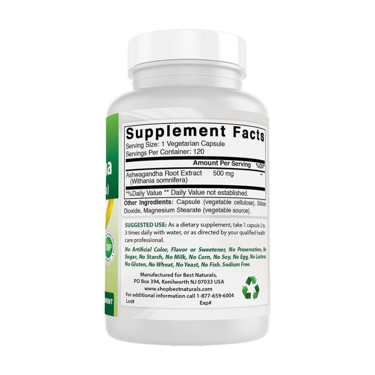 Foto 2 | Suplemento Best Naturals Ashwagandha 500 mg 120 Cápsulas Estrés Energía y Bienestar Emocional