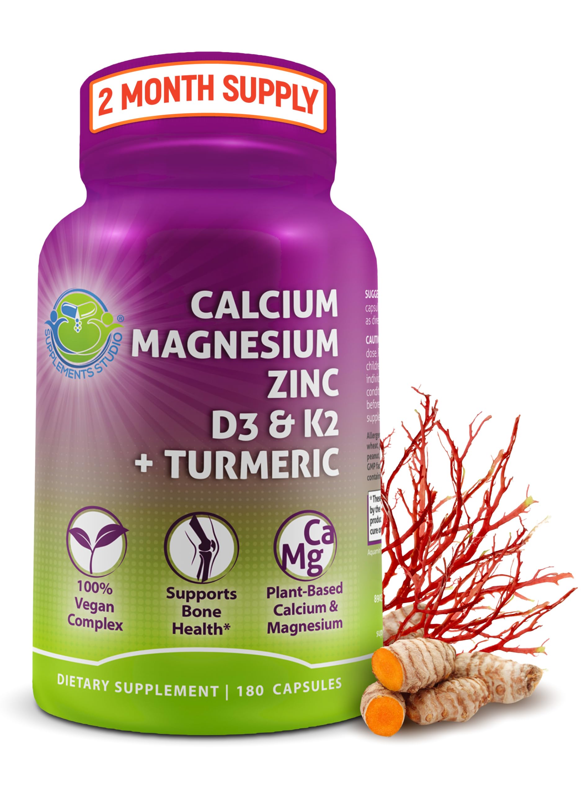 Foto 1 | Suplemento de Calcio y Magnesio Vegetal 500mg 180 Comprimidos Complejo 7 en 1- Venta Internacional