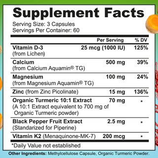 Foto 6 | Suplemento de Calcio y Magnesio Vegetal 500mg 180 Comprimidos Complejo 7 en 1- Venta Internacional