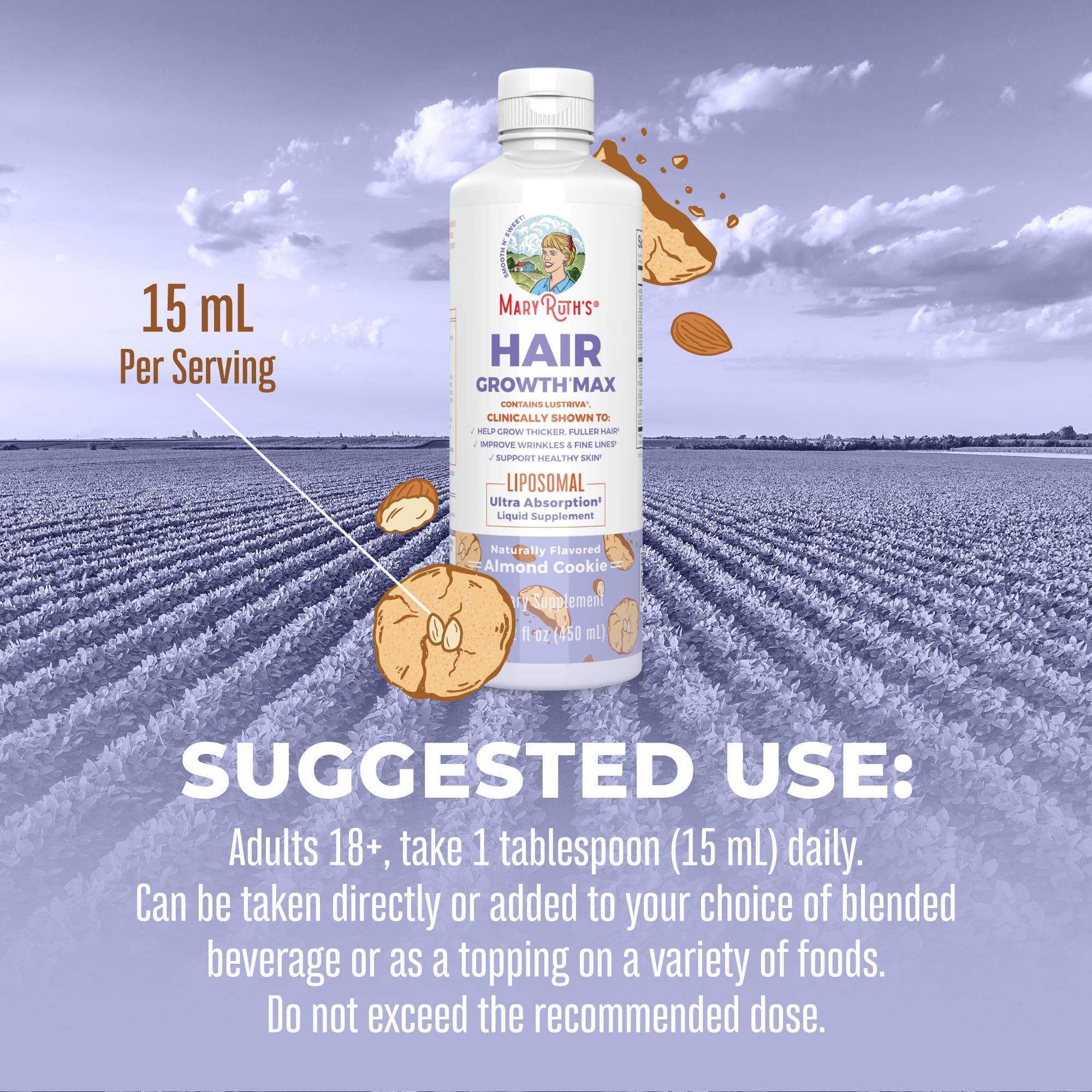 Foto 7 pulgar | Suplemento Maryruth's Women's Hair Growth Max Liposomal 450 Ml - Venta Internacional