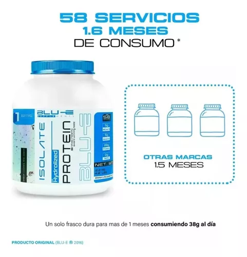 Foto 3 pulgar | Proteína Whey Hidrolizada Isolate Blu-e De 2.2kg Para 58 Servicio Sabor Natural