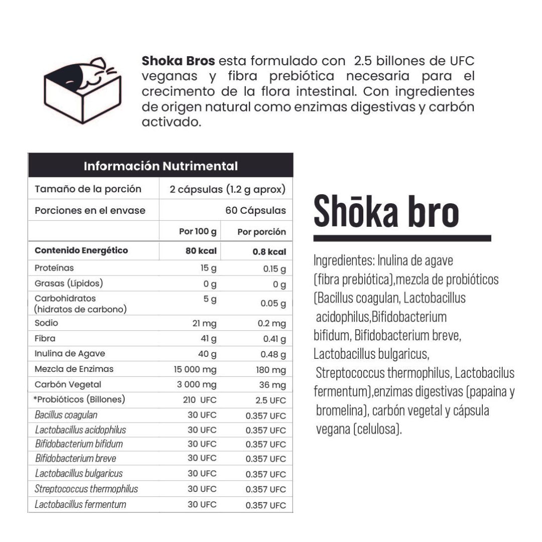 Foto 6 pulgar | Shoka Bro Con 7 Sepas De Probióticos+Prebióticos (inulina De Agave)+Enzimas Digestivas+Carbon Activado+2.5 Billones