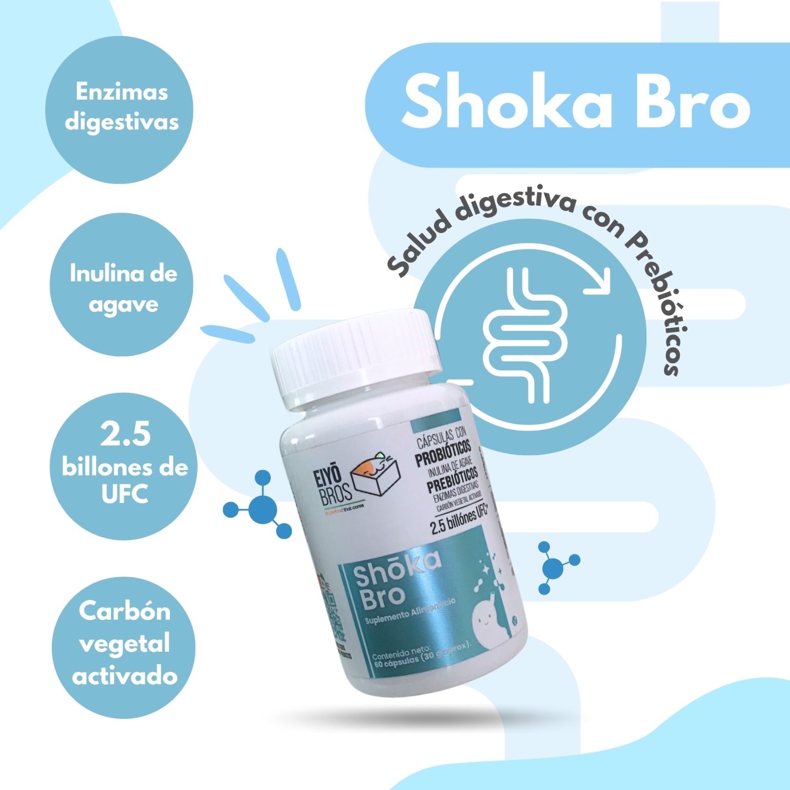 Foto 9 pulgar | Shoka Bro Con 7 Sepas De Probióticos+Prebióticos (inulina De Agave)+Enzimas Digestivas+Carbon Activado+2.5 Billones