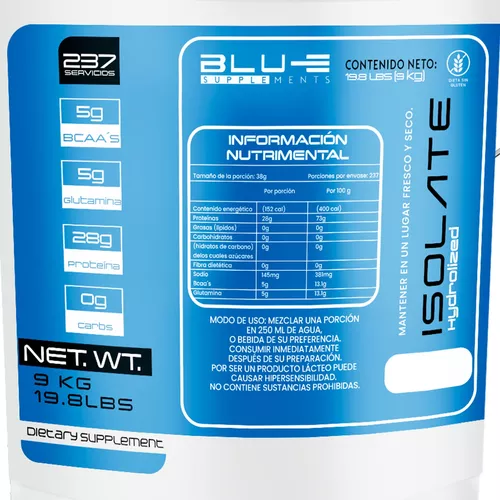 Foto 4 pulgar | Proteína Whey Hidrolizada Isolate Blu-e De 9 Kg Para 237 Servicios Sabor Mazapan